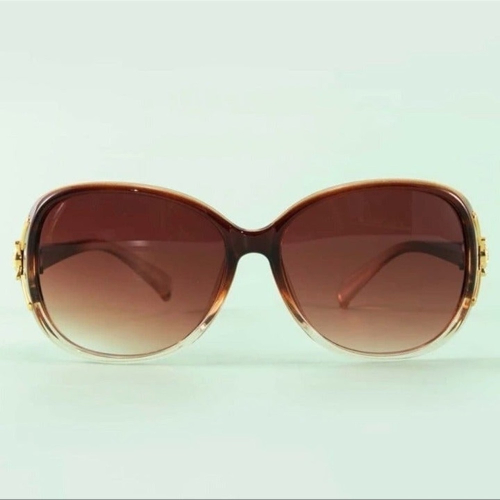Brown & Gold Ombre Oversized Sunglasses Boho Glasses - Picture 2 of 5